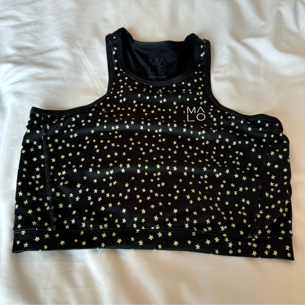 MALO REPUBLIC Core Crop Sports Bra Black Floral Womens Size XL